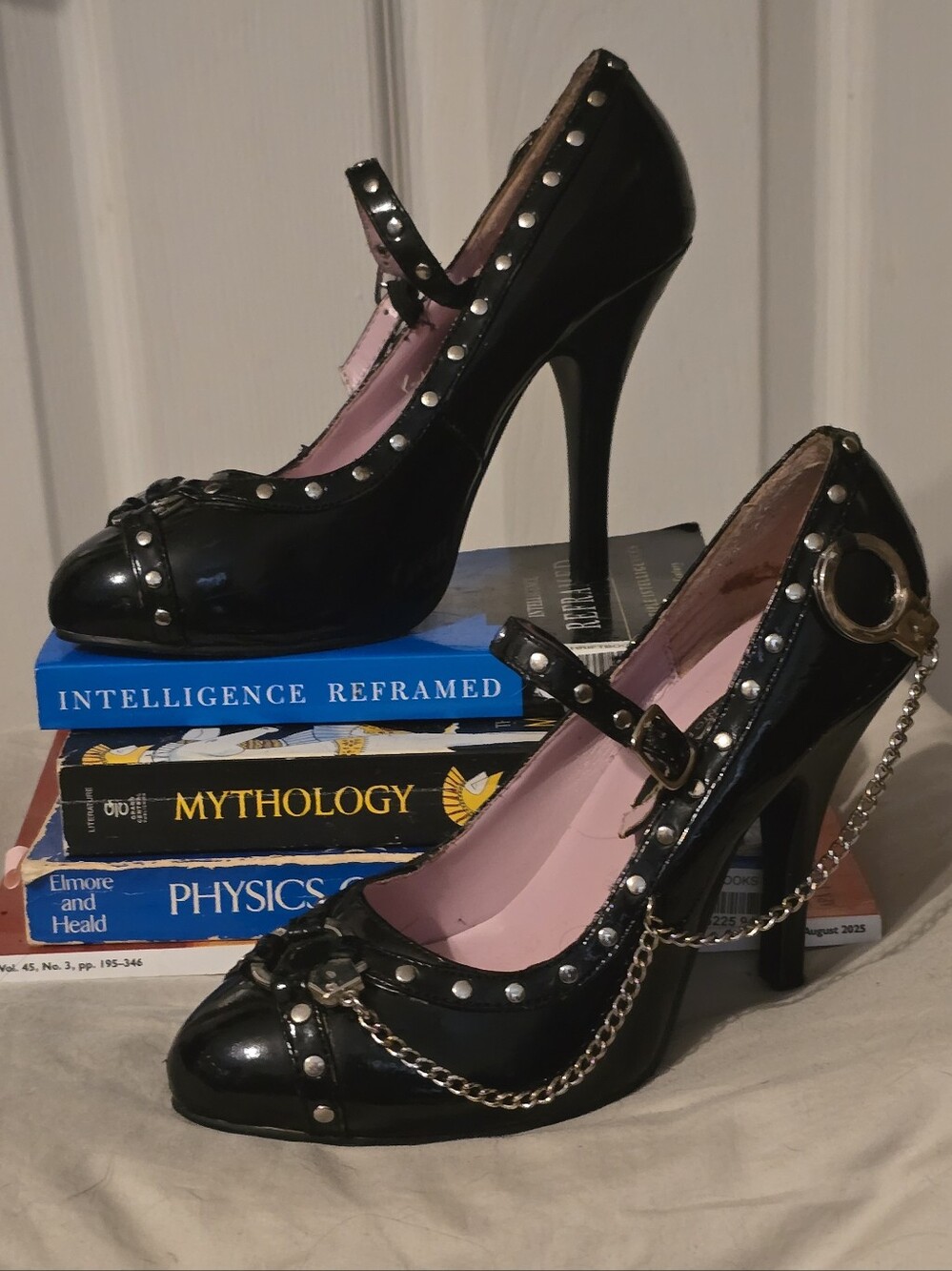 Vintage Y2K Funtasma Hottie HOT-01/B Black Patent Handcuff Chain Stiletto Heels